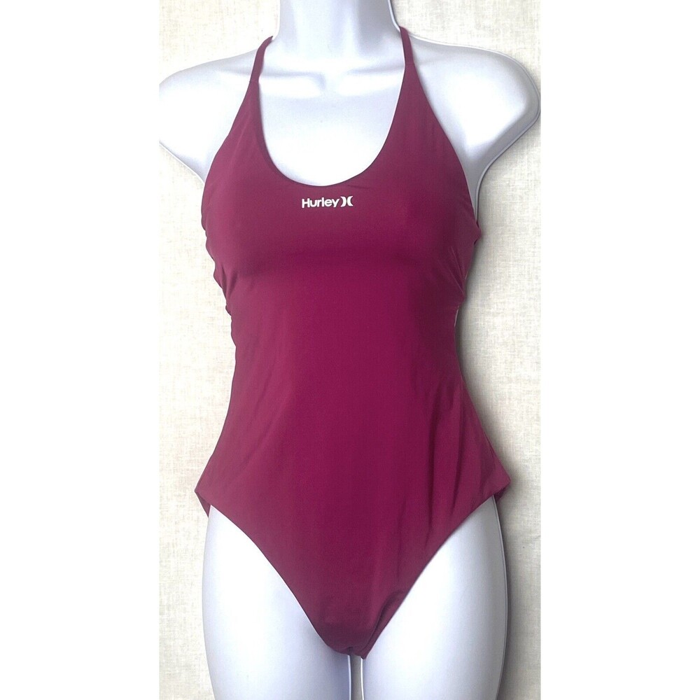 Hurley One Piece‎ Swimsuit Womens Size Large Cheeky Maroon Purple Strappy Back